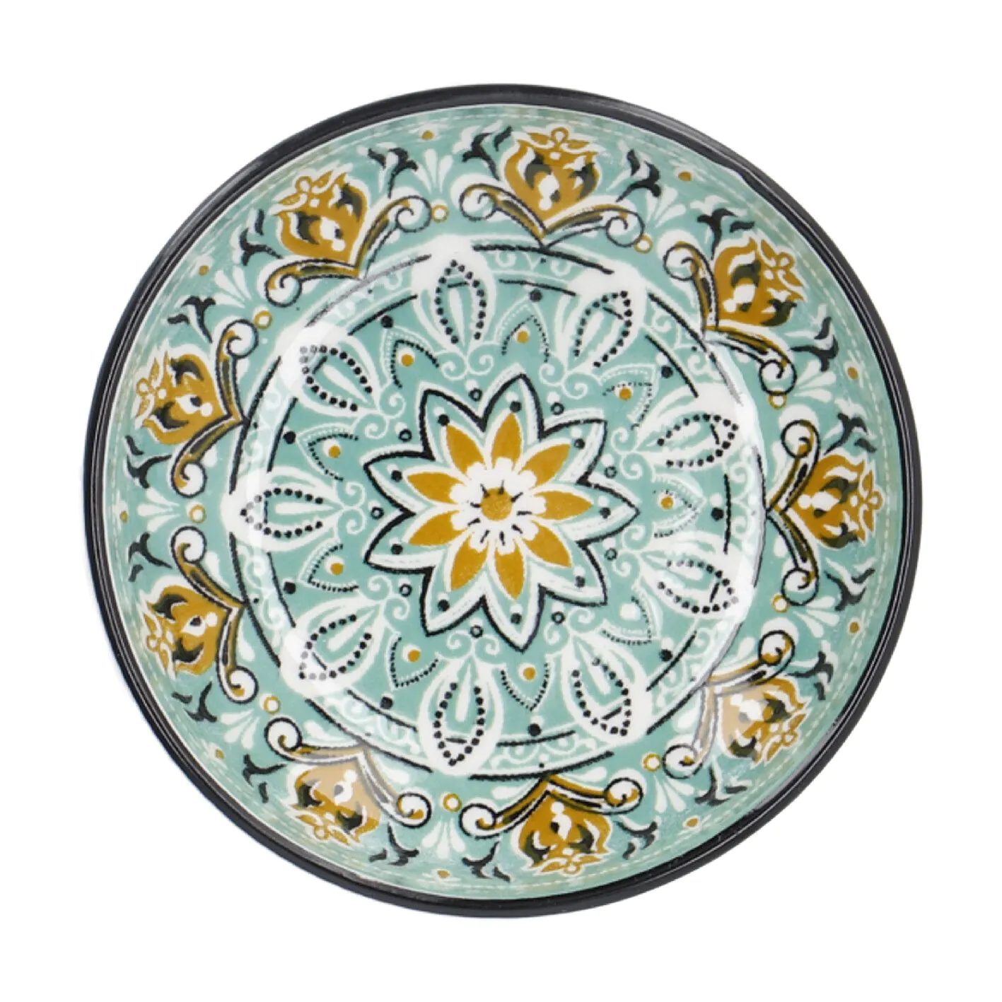 Schale China, flach, grün/braun, 9 cm
