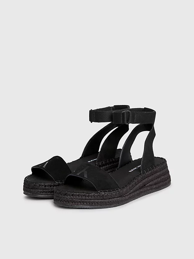 Sandálias espadrille de camurça com salto plataforma