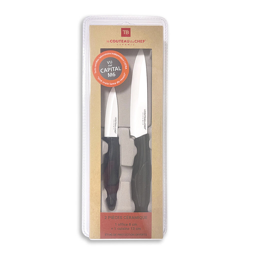 Couteau du chef lame céramique x2
