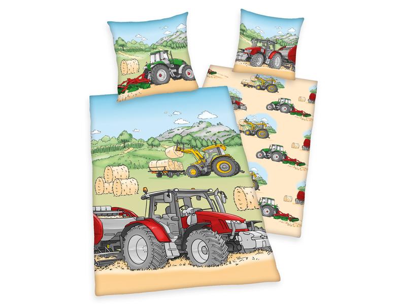 Herding Kinder Bettwäschegarnitur Traktor 160 x 210 cm Bettwäscheset aus 100% Baumwolle