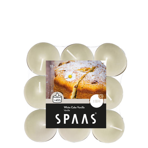 Spaas geurtheelichten - White Cake Vanilla - 8 uur