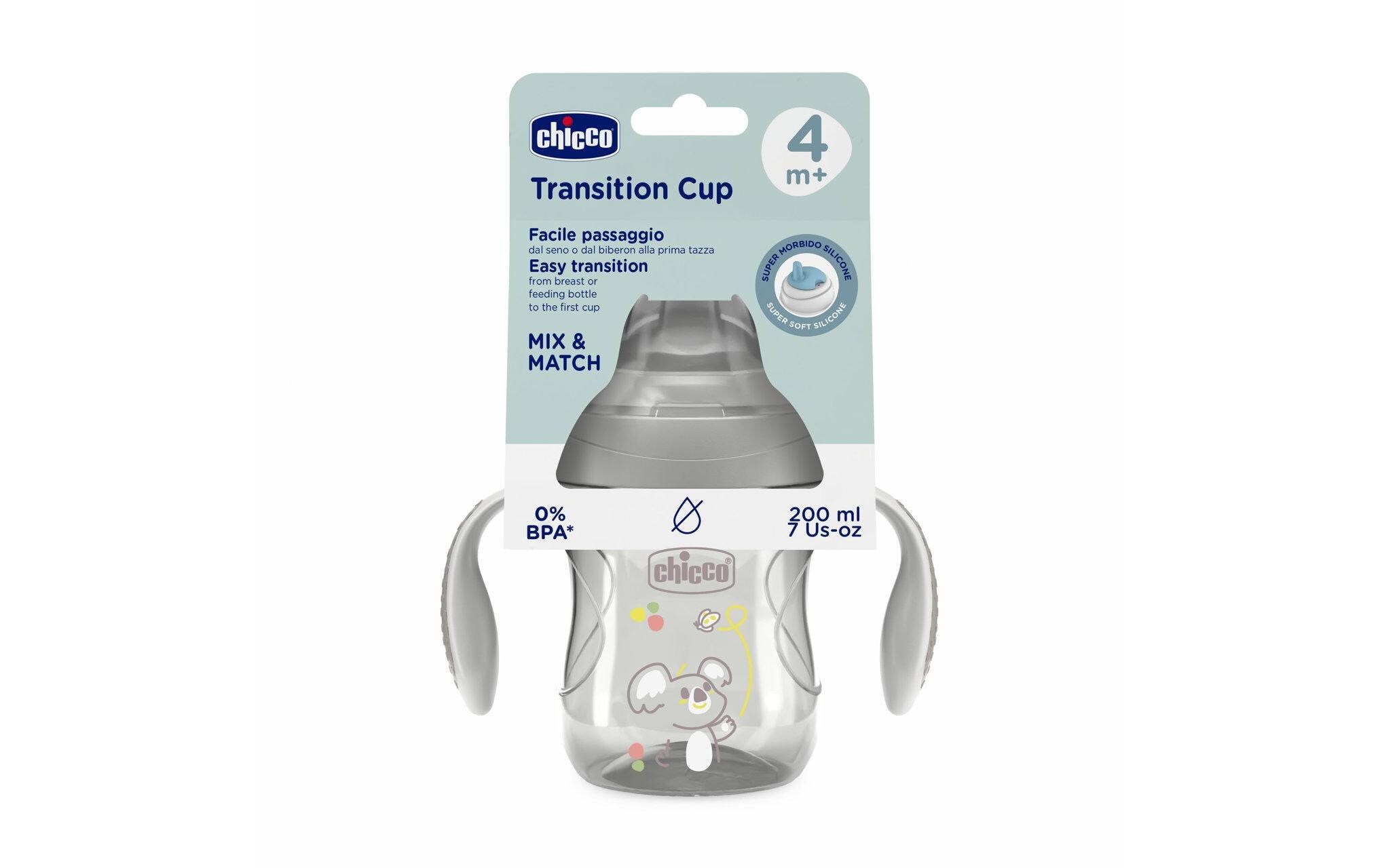 Trinklernbecher Transition Cup Grau, 4m+Trinkflaschen für Babys