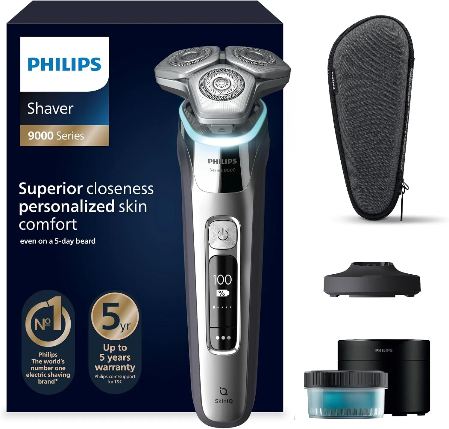 Philips Rasierer S9000, elektrischer Nass- und Trockenrasierer, S9975/54