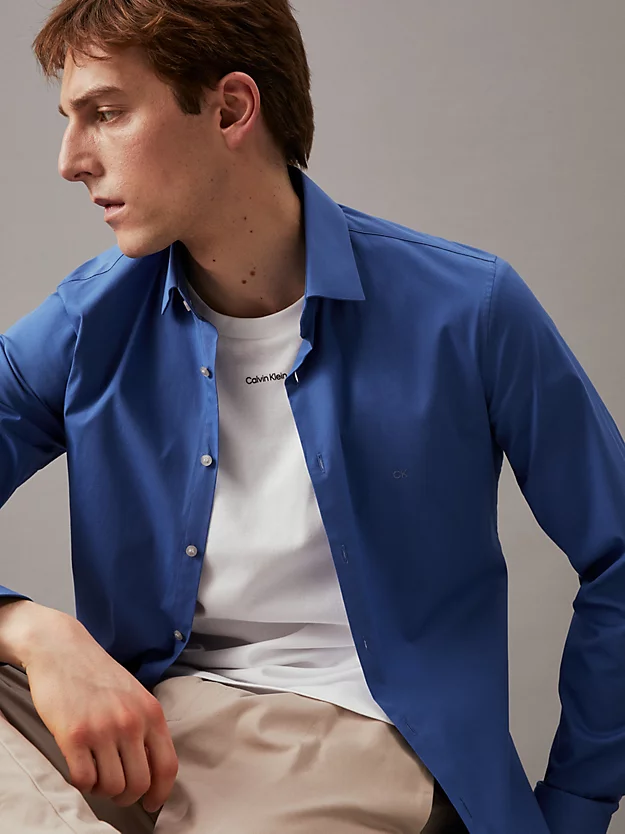 Camisa social slim fit em popeline