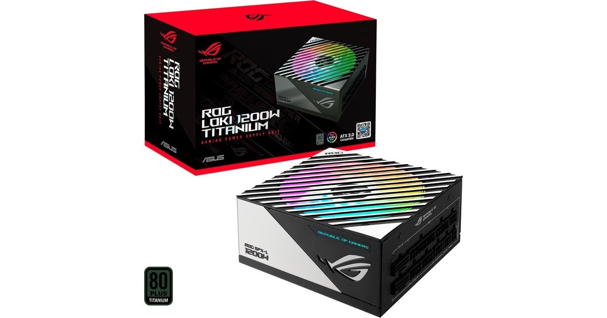 ASUSROG Loki SFX-L Titanium modulaire 1200 watt voeding   (Wit, 1x 12V-2x6, 4x PCIe)