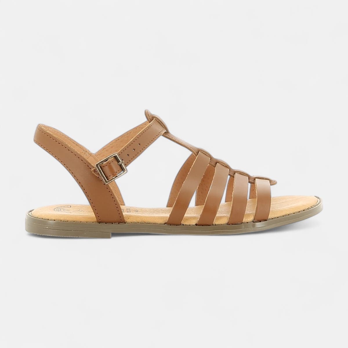 Nu-pieds Femme en cuir cognac