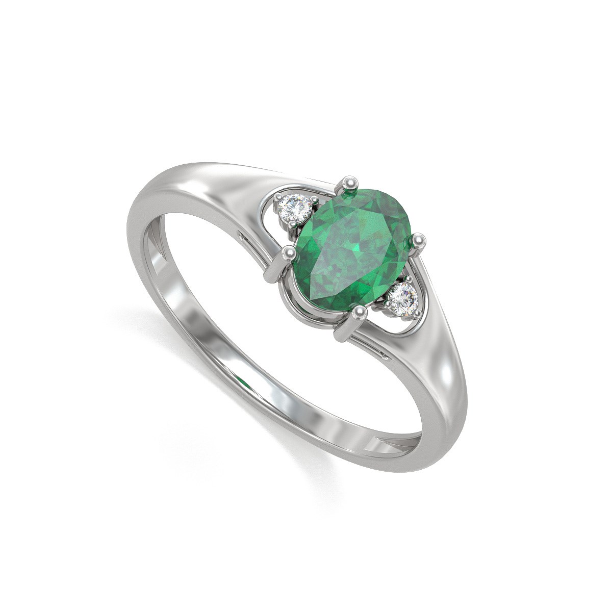Bague Emeraude et diamants sur Argent 925 1.382grs