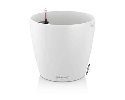 Lechuza Classico Color plantenbak, kunststof, Ø 18 cm, H 17 cm, wit, inclusief zelfbewateringssysteem.