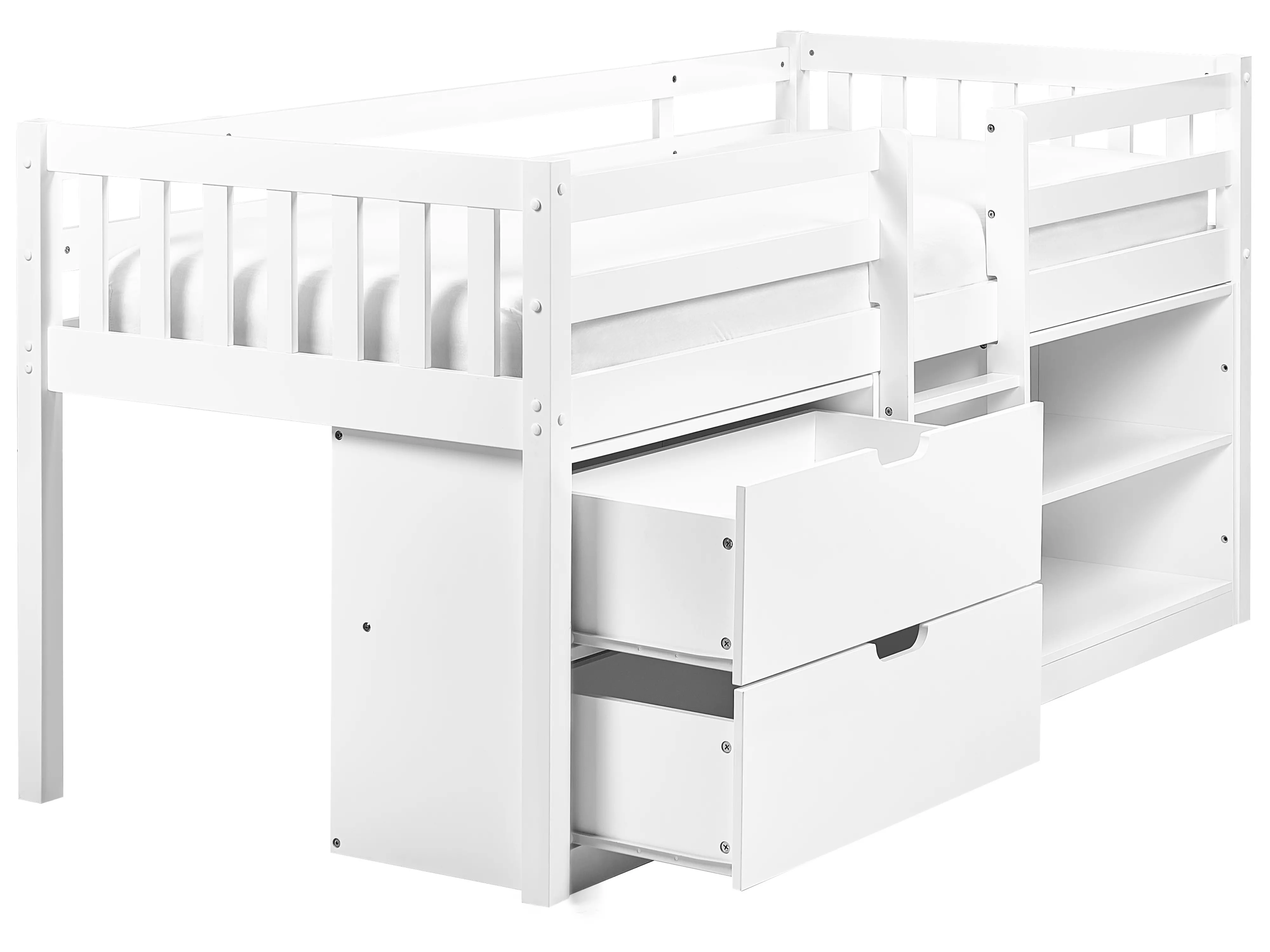 Verhoogd bed Hout SUSVILLE 90 x 200 cm Wit