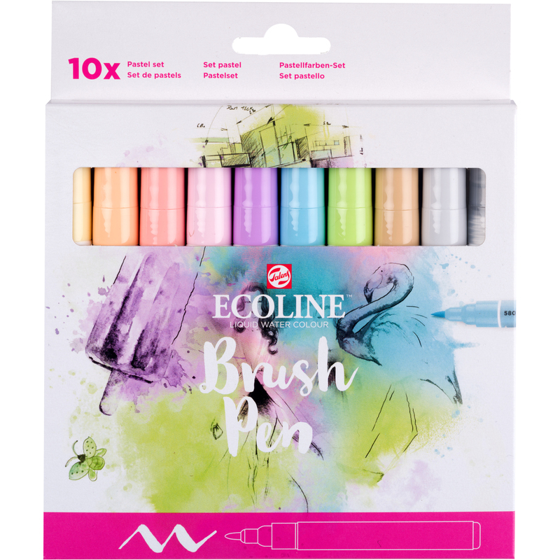 Ecoline Pinselstifte Brush Pen, Pastell, 10 Stück, assortiert