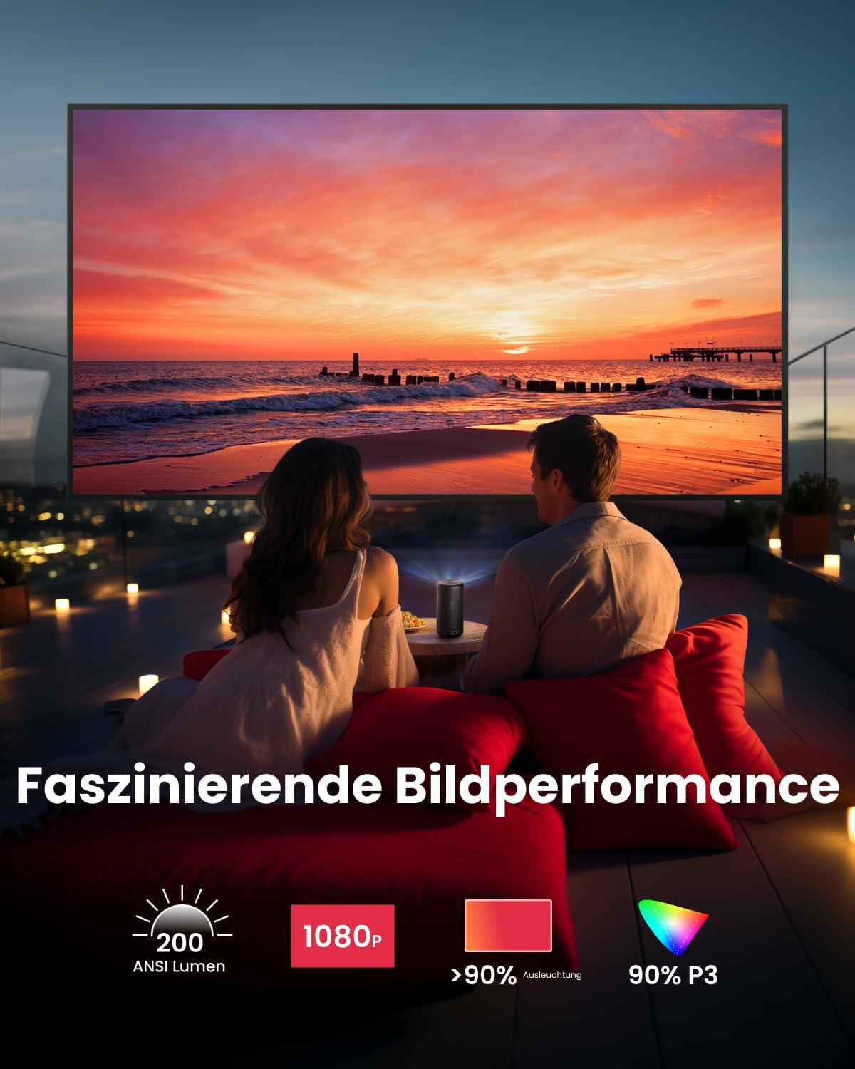 Nebula Capsule 3 Laser Mini Beamer mit 200 ANSI-Lumen HDMI / 1080p / Android 11 und integriertem Akku (D2426) - Schwarz