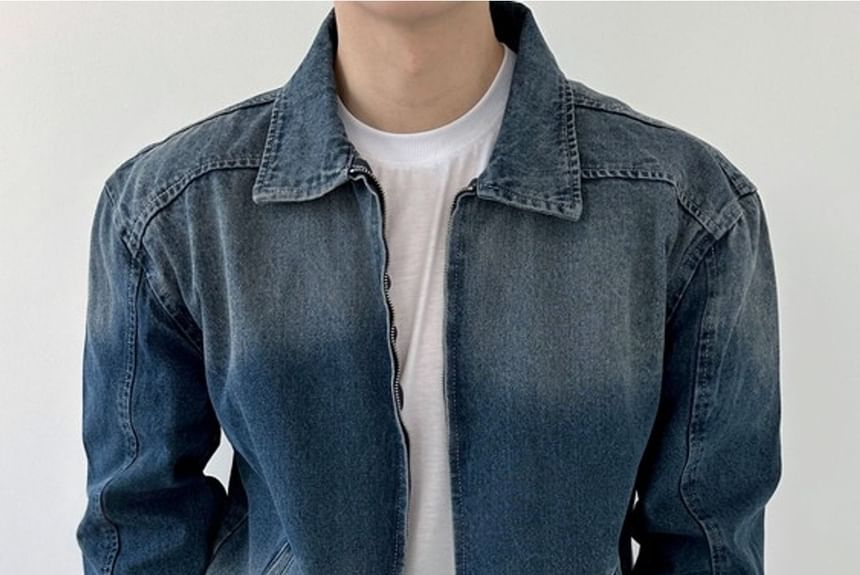 SeoulPop - Denimjack met rits en kleurverloop