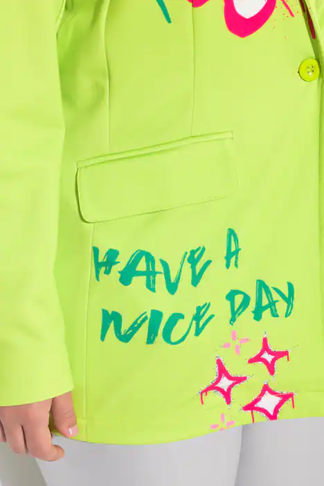 Blazer, Scuba, gemalter Druck, limettengrün