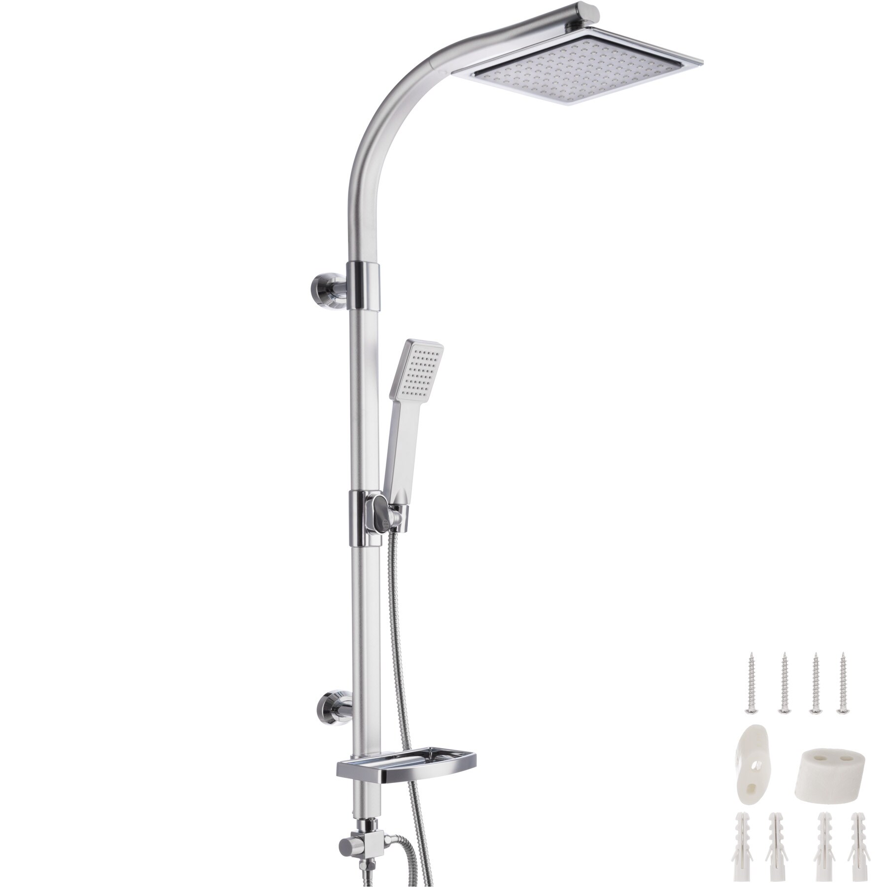 tectake® Regenduschsystem, Chrom-Optik, zusätzliche Handbrause, Antikalktechnik
