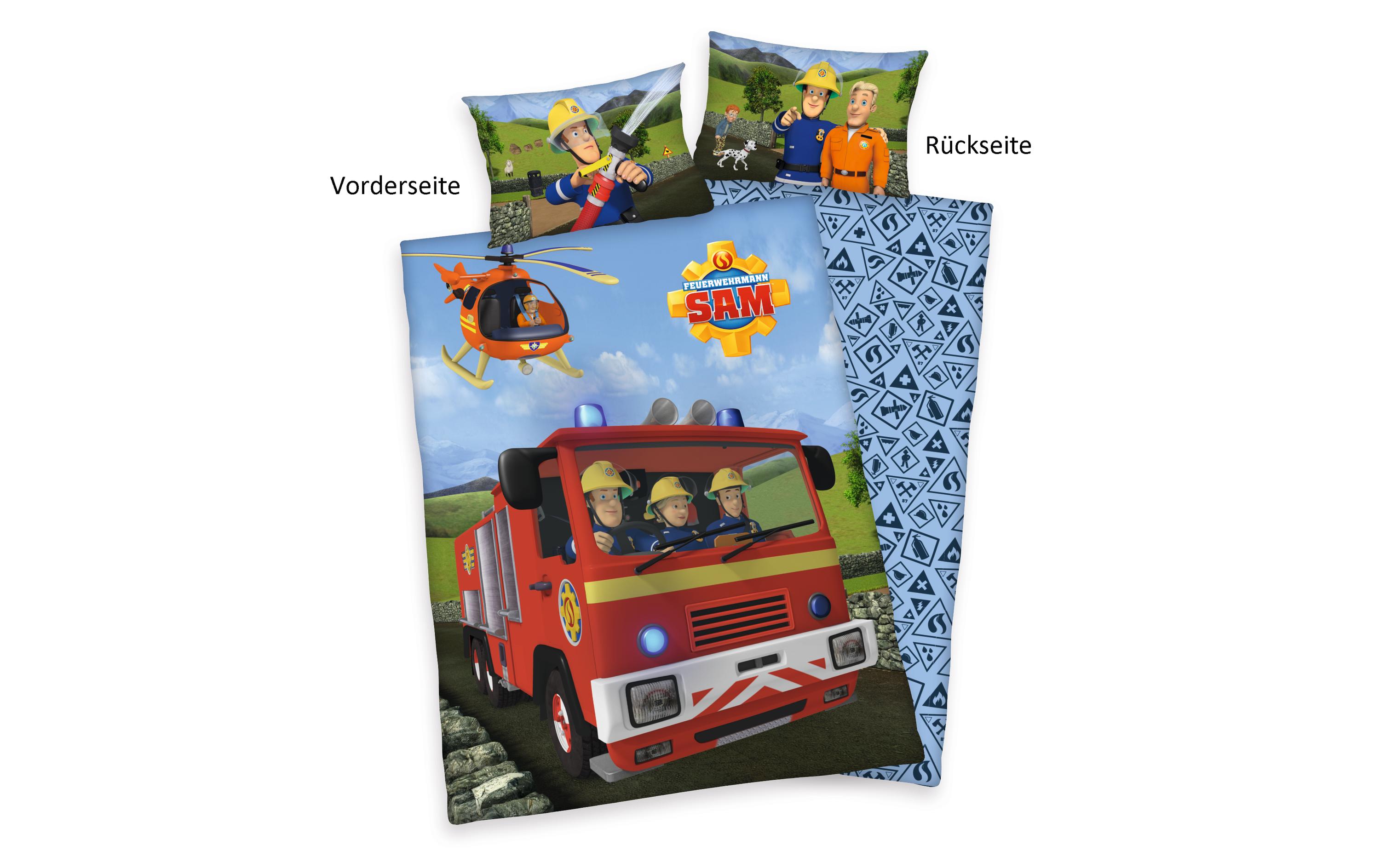 Kinderbettwäsche Feuerwehrmann Sam 100 x 135 cm + 40 x 60 cmBettwäsche für Kinder