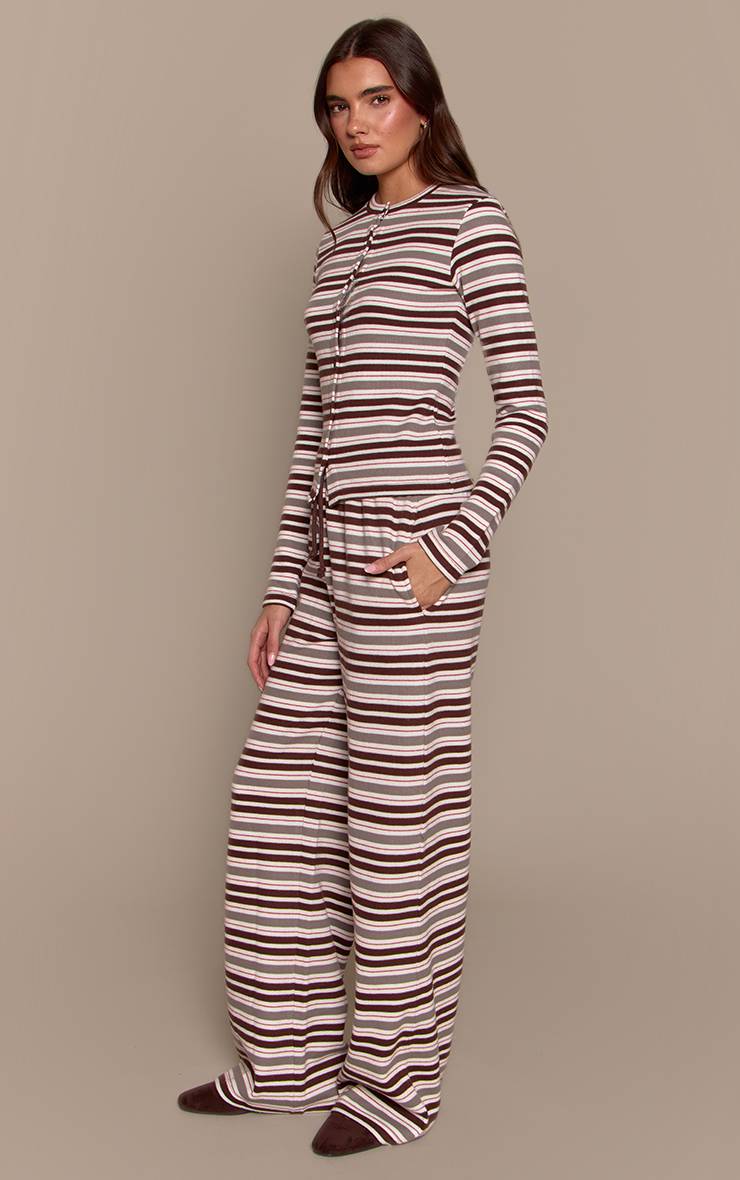 Marron Pantalon De Jogging Large À Rayures Toucher Doux