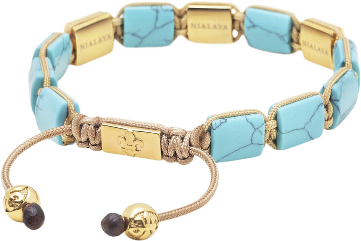 Nialaya The Dorje Flatbead Collection - Turquoise and Gold Plated Turquoise and gold