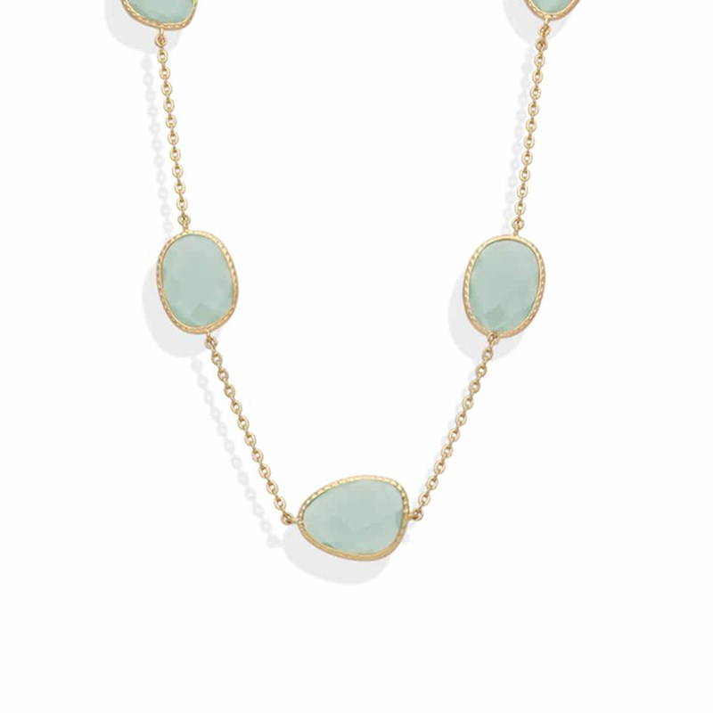 Collier Argent Doré Victoria Cristal Vert Eau