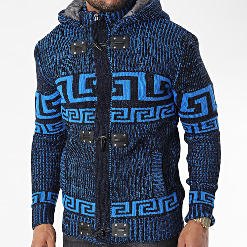 Gilet Zippé Capuche 3014 Bleu Clair Noir