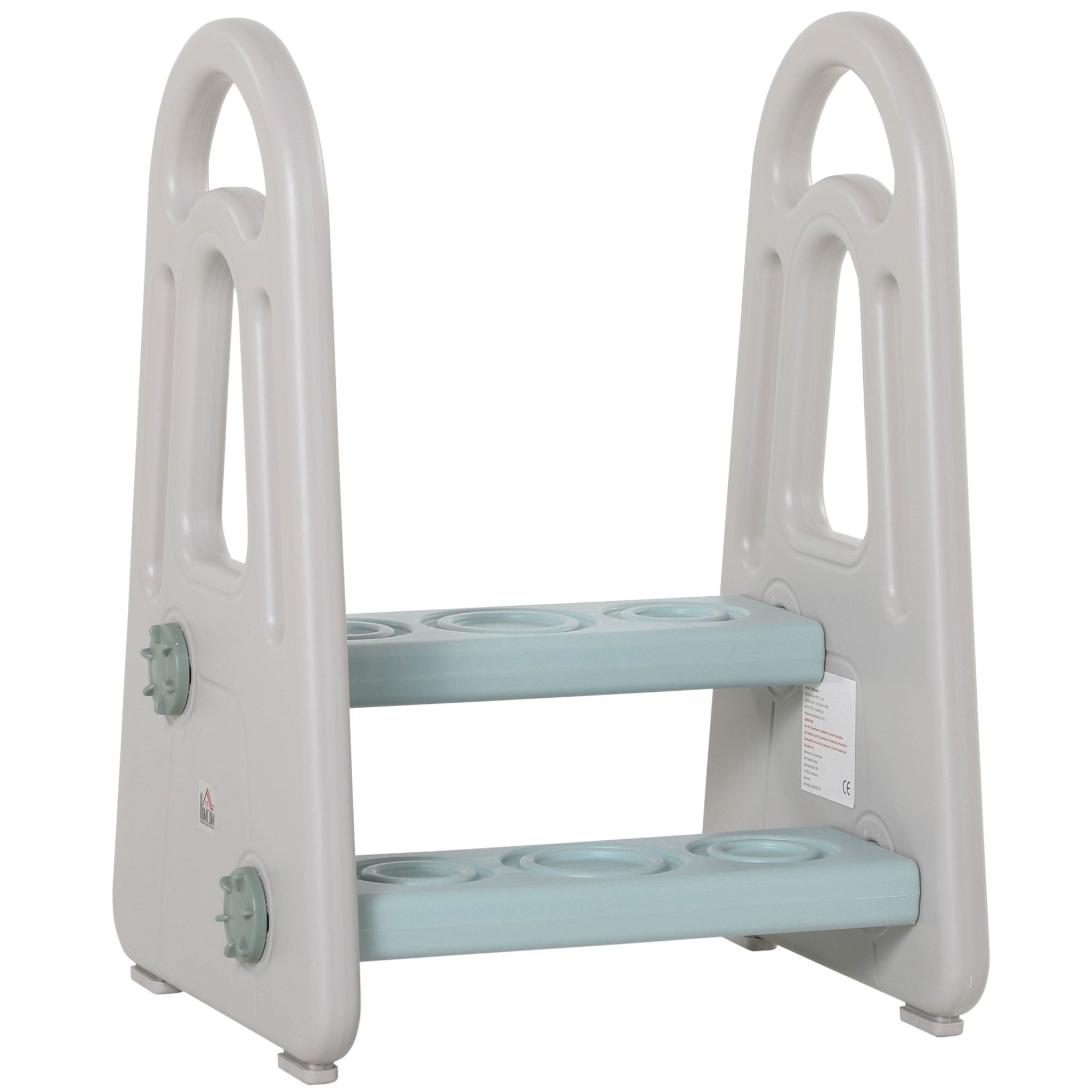HOMCOM Kinder-Tritt mit rutschfesten Gummi-Füßen Blau, Grau 43,5 x 38,5 x 61 cm (LxBxH)