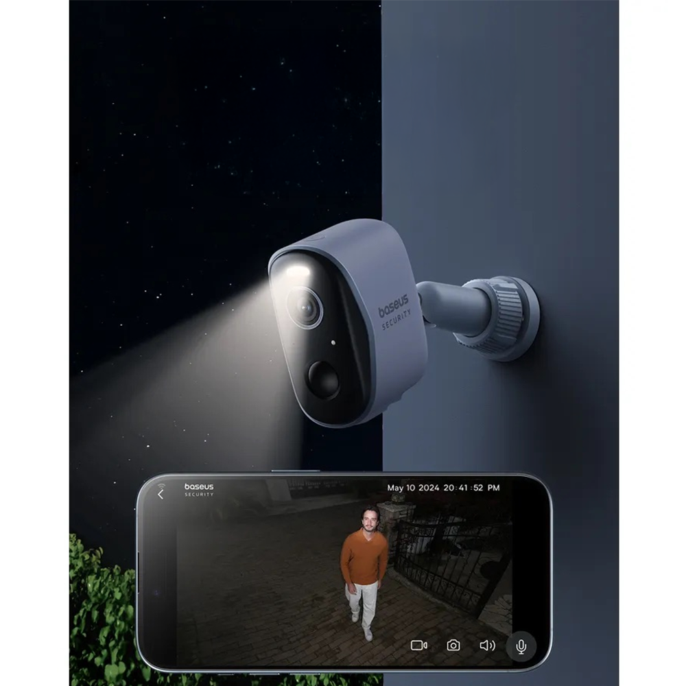 N1  Outdoor Home Security 2K HD 2Cam Kit WiFi Internet IR Nachtsichtfunktion / Bewegungserkennung / Audio / Mikrofon (S0TY002131) - Weiss
