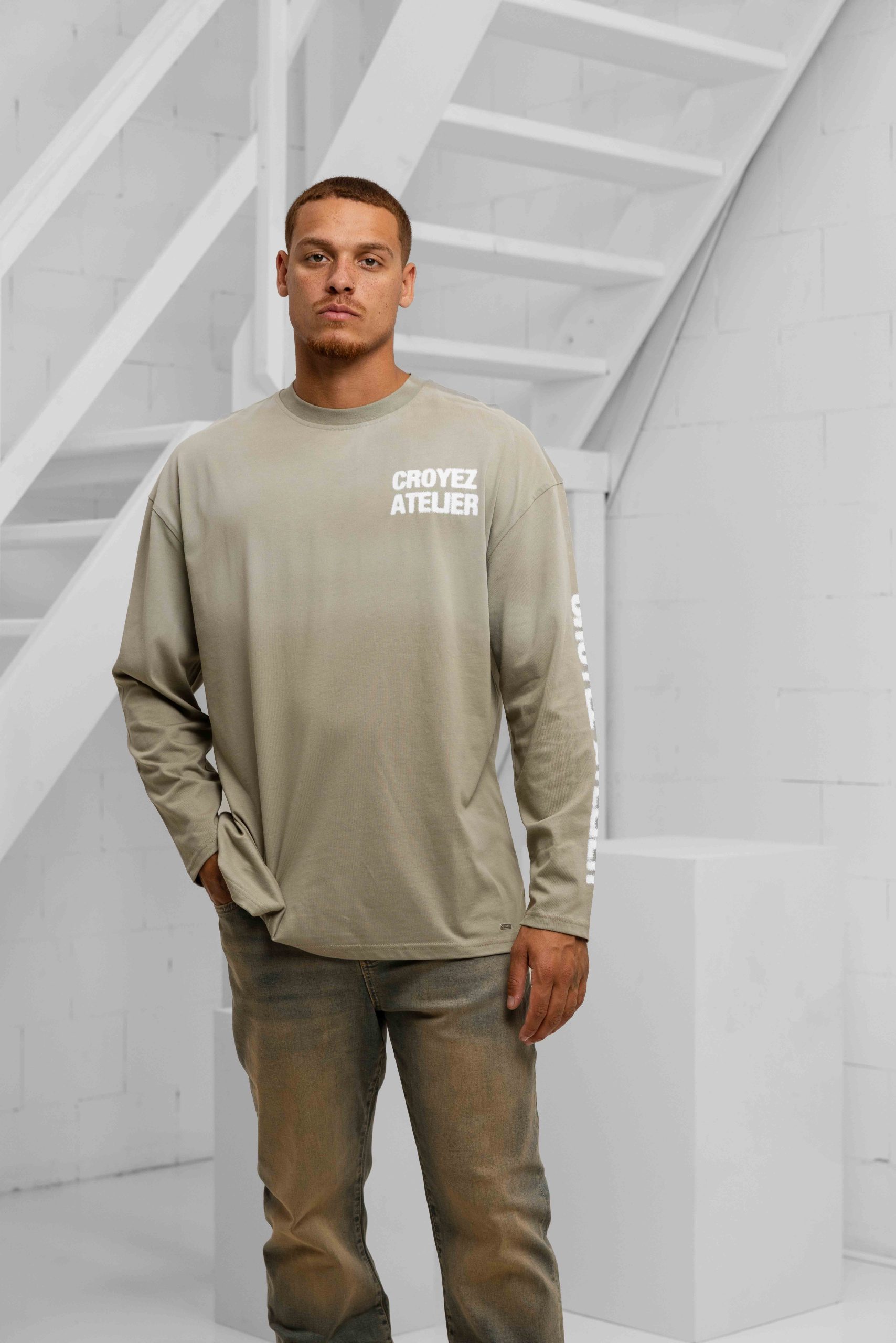 Croyez Sprayed Atelier Longsleeve T-Shirt Heren Groen