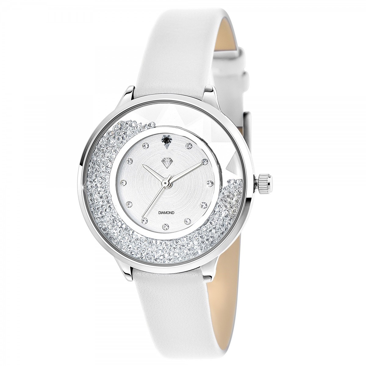 Montre élégante Angélique SC Crystal ornée d'un véritable diamant noir