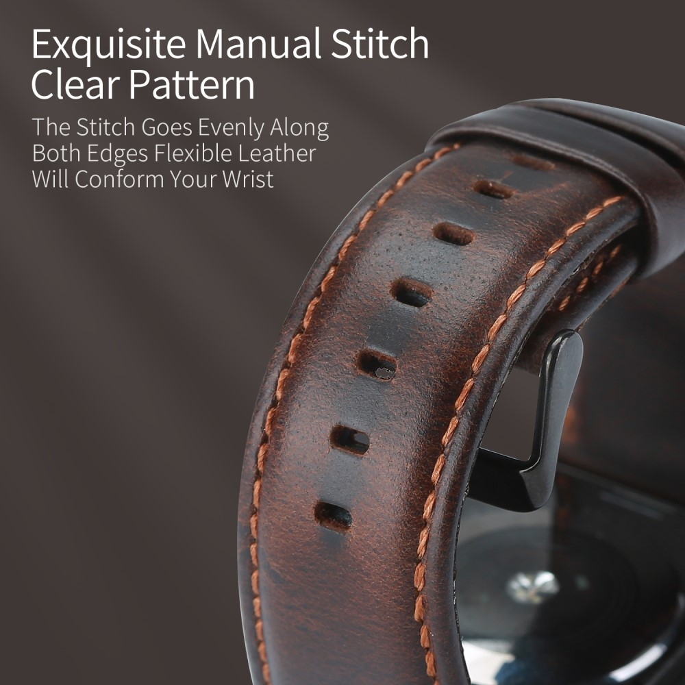 Apple Watch (49/46/45/44 mm) Ersatz Echtleder Armband (Gelenkumfang: 160-220mm) - Braun