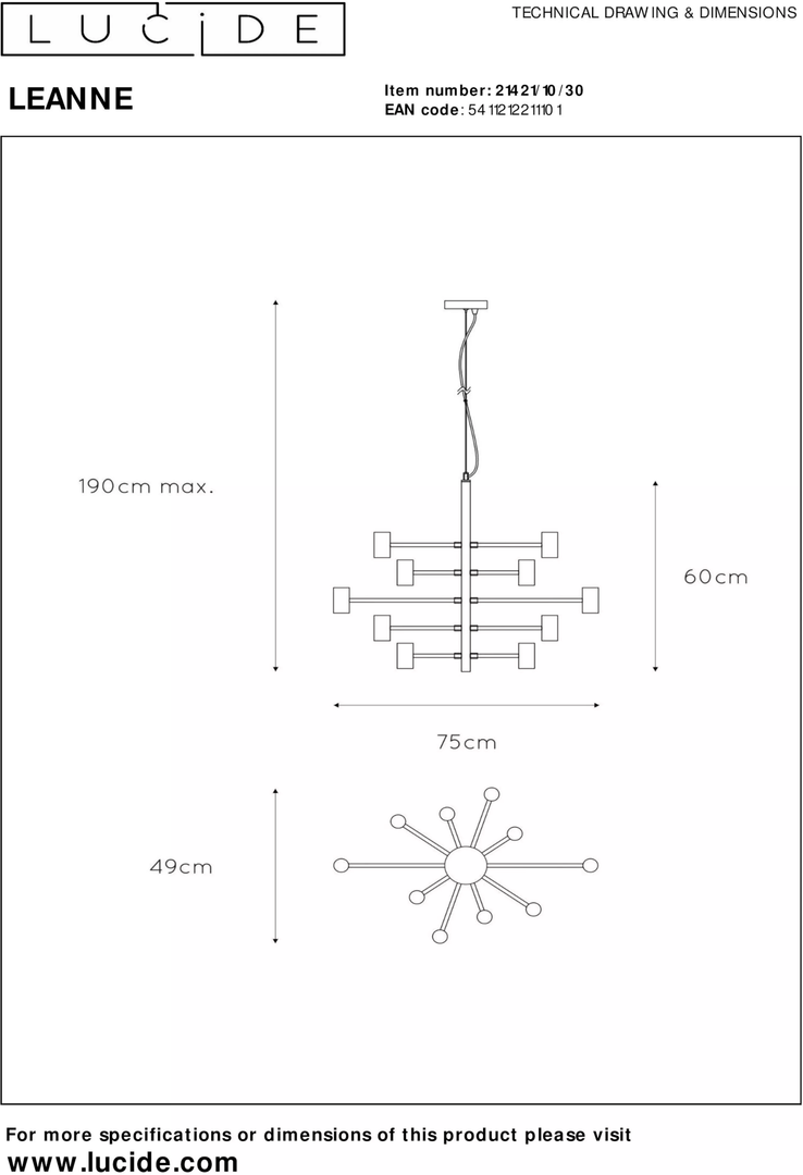 Lucide   Leanne Hanglamp