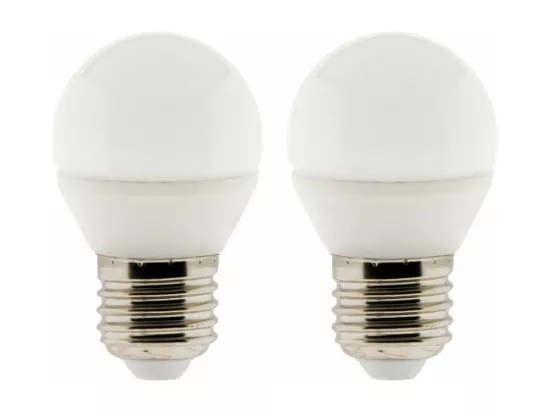Lot de 2 ampoules LED sphériques E27 5W - Blanc chaud - 400lm 2700K - Zenitech