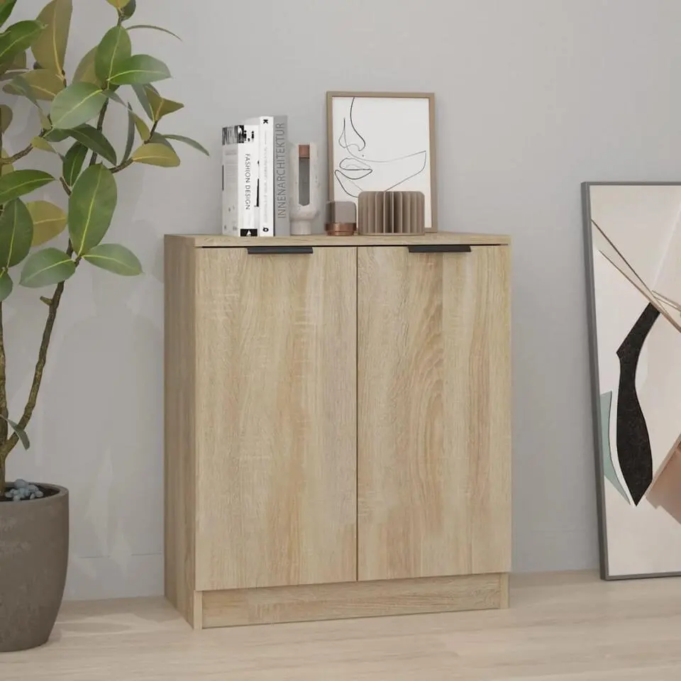 vidaXL - Dressoir met 2 deuren - Sonoma eiken - Bewerkt hout - 60x30x70 cm