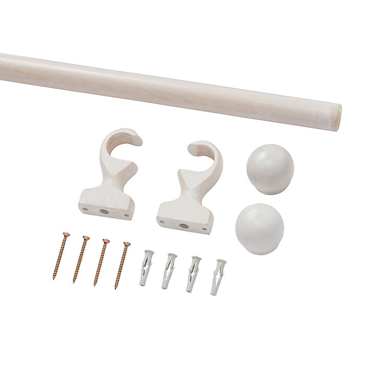 Kit de tringle à rideau embout boule GoodHome 150 cm, Ø28mm blanc