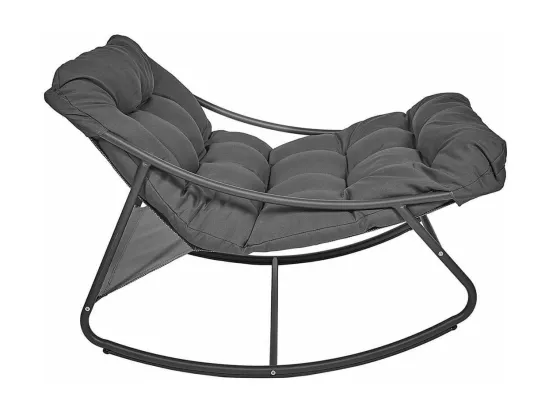 SABHA - Fauteuil à Bascule en Métal et Textilène Gris avec Coussin Gris
