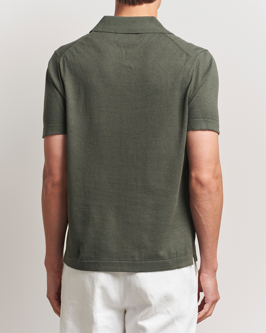NN07 Ryan Cotton/Linen Polo Croc Green