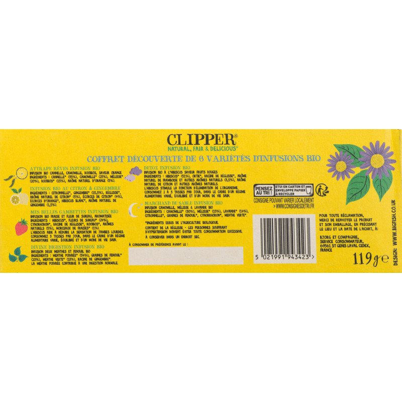 Infusions Bio Découverte Clipper -  Coffret de 60 sachets