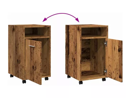 Armoire avec roues vieux bois 33x38x60 cm bois d'ingénierie