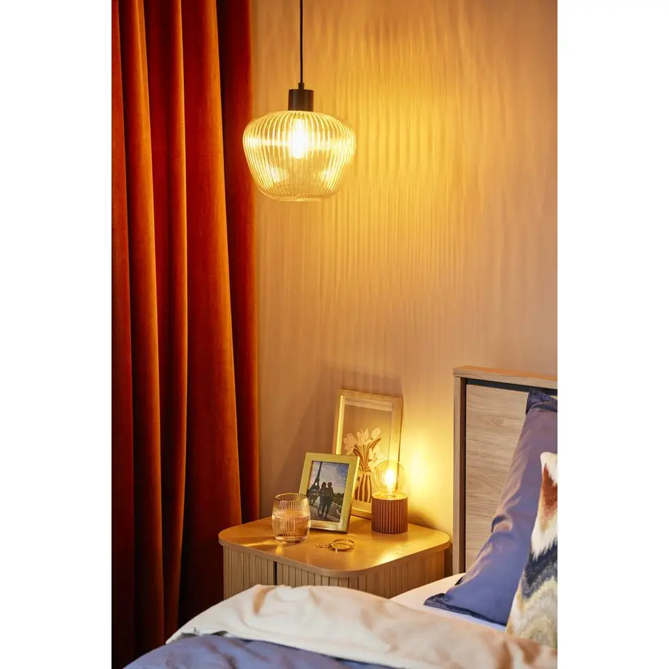 Hanglamp Yosemite - helder/mat zwart - Ø25x120 cm