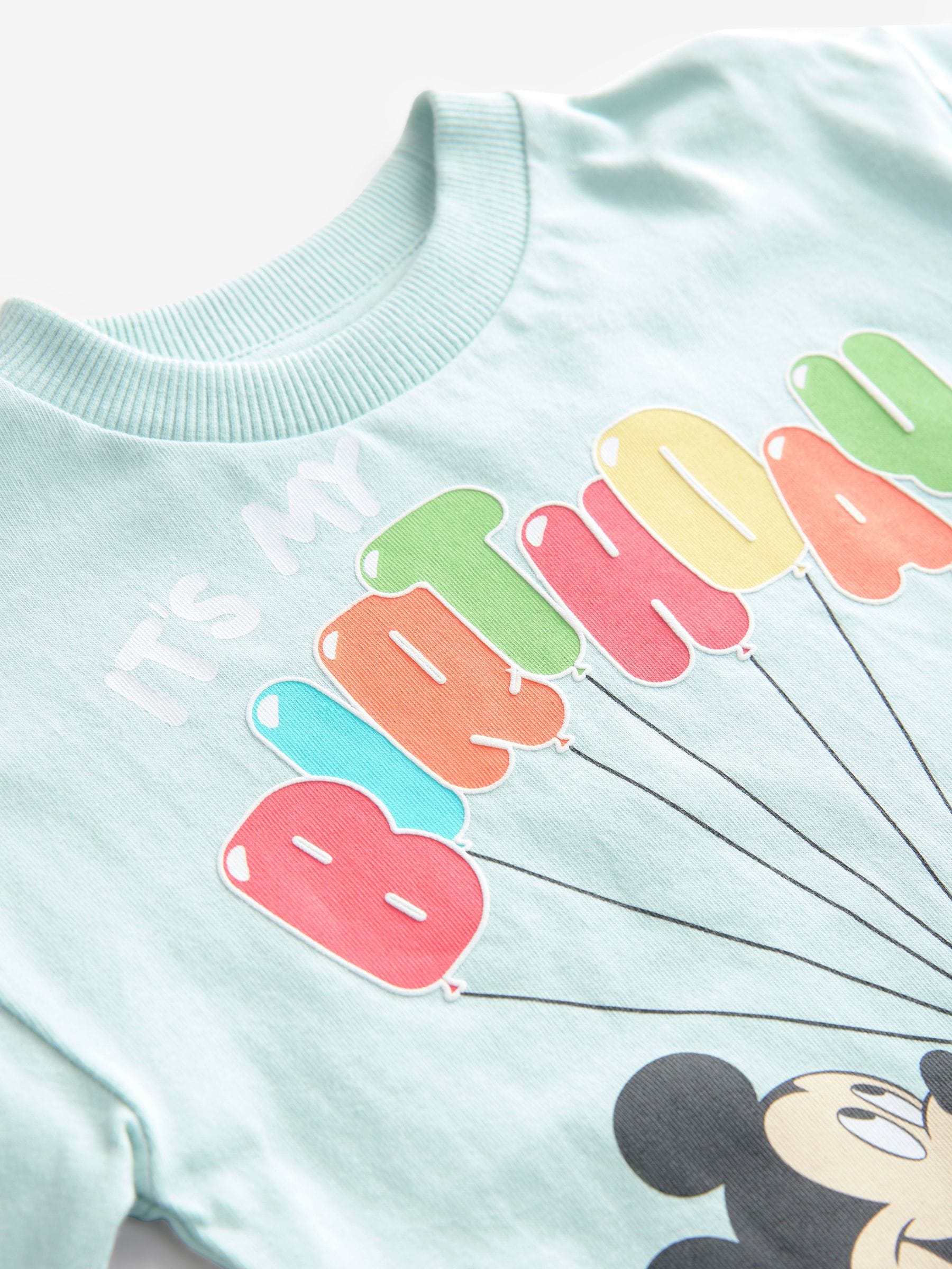 Blauw - Mickey Mouse T-shirt met korte mouwen voor verjaardag (12mnd -8jr)