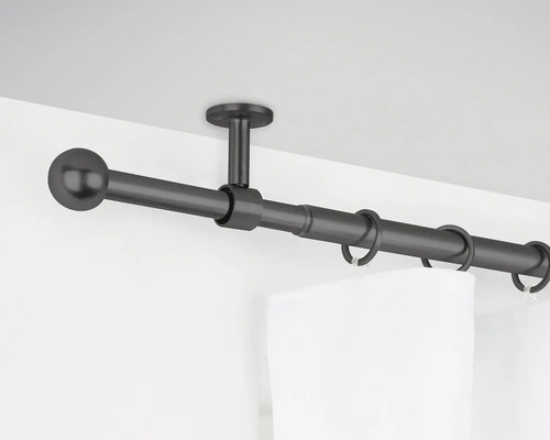Uitschuifbare gordijnroedeset, 2-in-1, zwart, 120-210 cm, Ø 16/19 mm