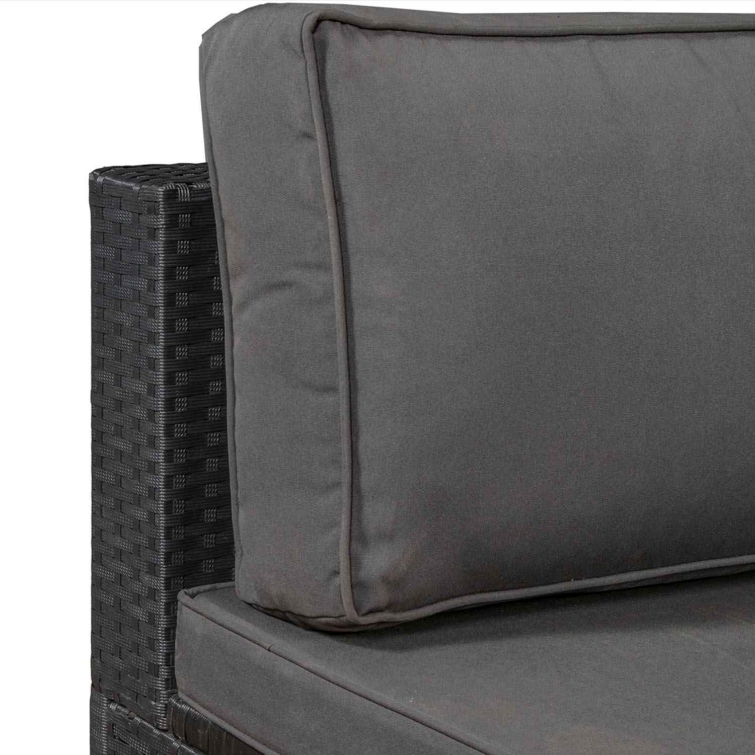 Juskys Polyrattan Lounge Nassau schwarz für 5 Personen mit Ecksofa & Tisch – Bezüge Dunkelgrau