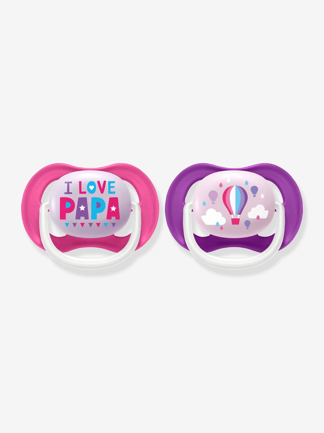 Conjunto de 2 chupetas Ultra Air Animals Philips AVENT brancas, tamanho médio, macias, com estampas.