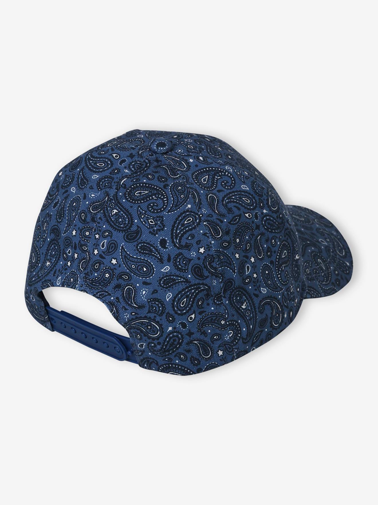 Boné azul marinho estilo bandana estampado para meninos