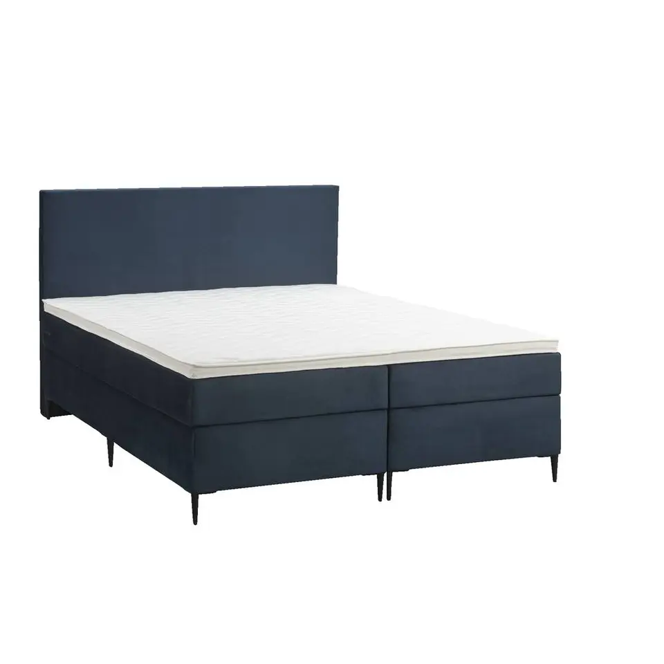 Boxspring Liv egaal - blauw - 160x200 cm - slanke poot