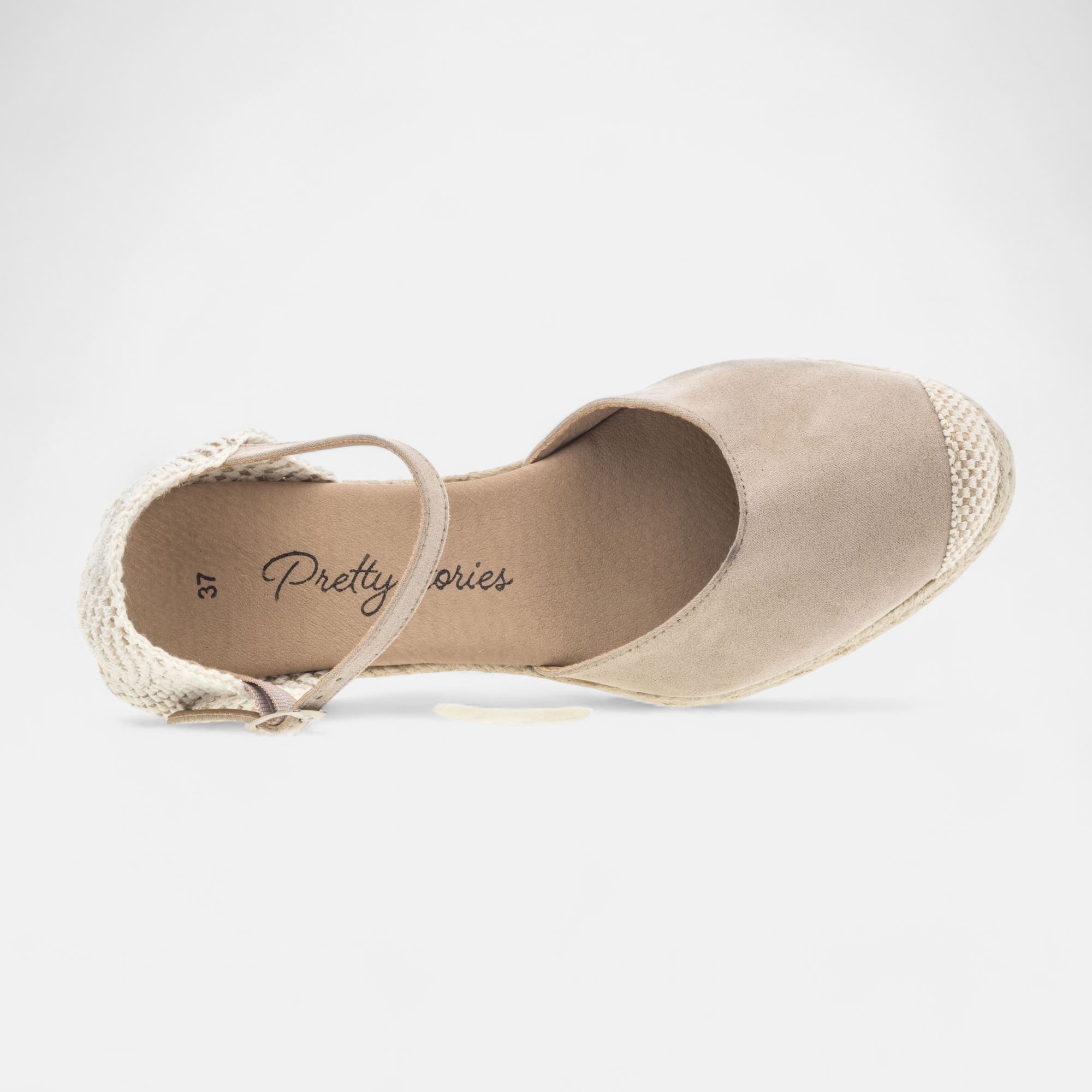 Espadrilles à talon compensé Femme beige
