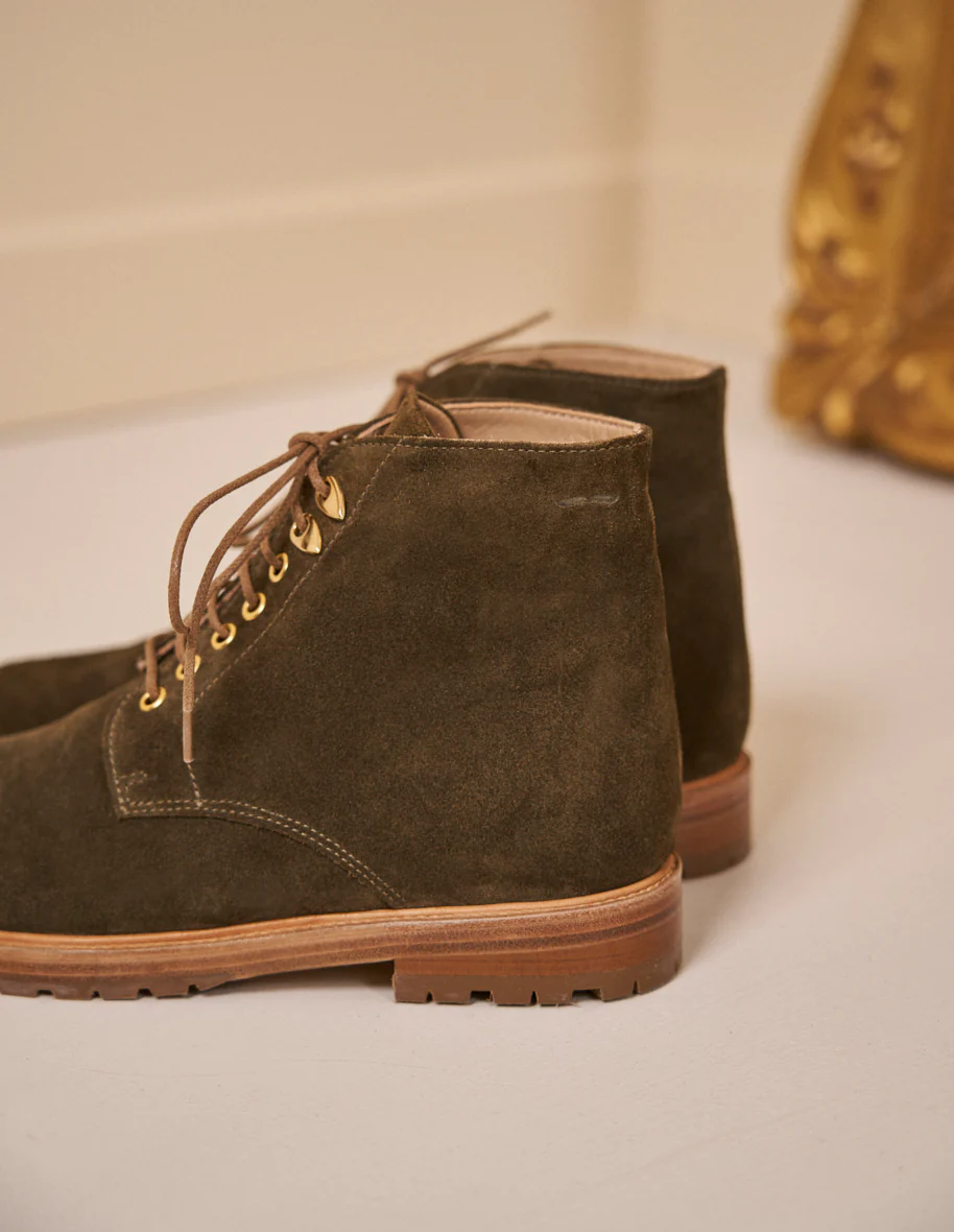 Bottines à lacets Laurène - Suède kaki