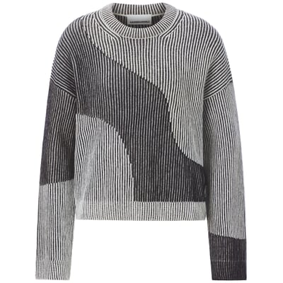 Damen-Rippenpullover, Schwarz-Weiß