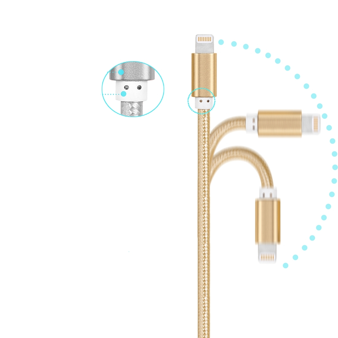 (3m) 2.4A MFi Lightning USB Schnellladekabel Datenkabel Nylon - Gold