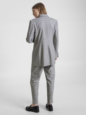 Blazer xadrez de corte relaxado e abotoamento duplo