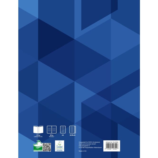 Doppelheft A4 - Lineatur 25 - liniert mit Rand - 32 Blatt