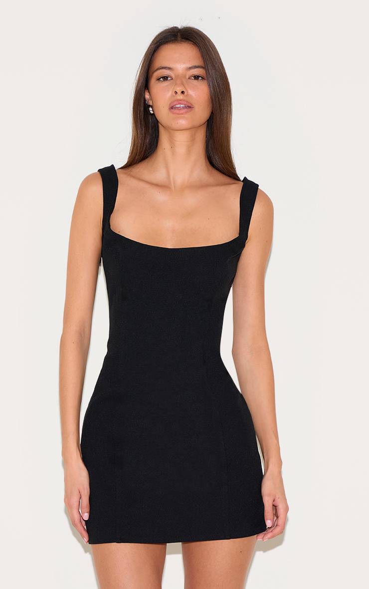 Noir Robe Moulante Ajustée À Encolure Carrée